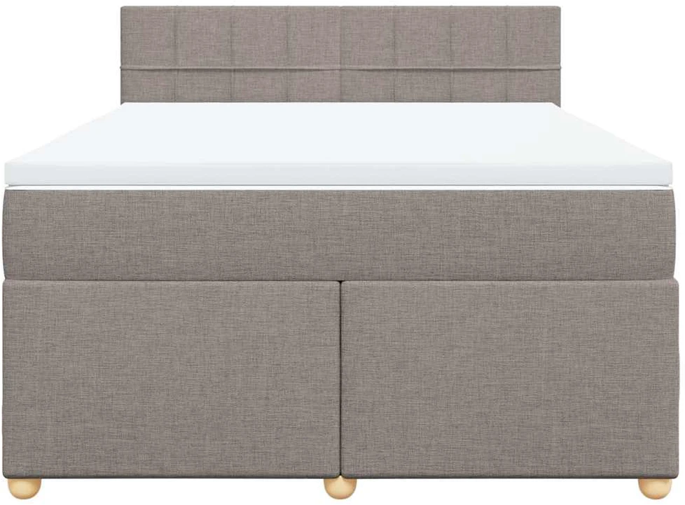 Lova su spyruoklėmis ir čiužiniu, taupe, 140x190 cm, audinys
