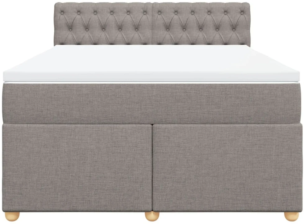 Lova su spyruoklėmis ir čiužiniu, taupe, 140x190 cm, audinys