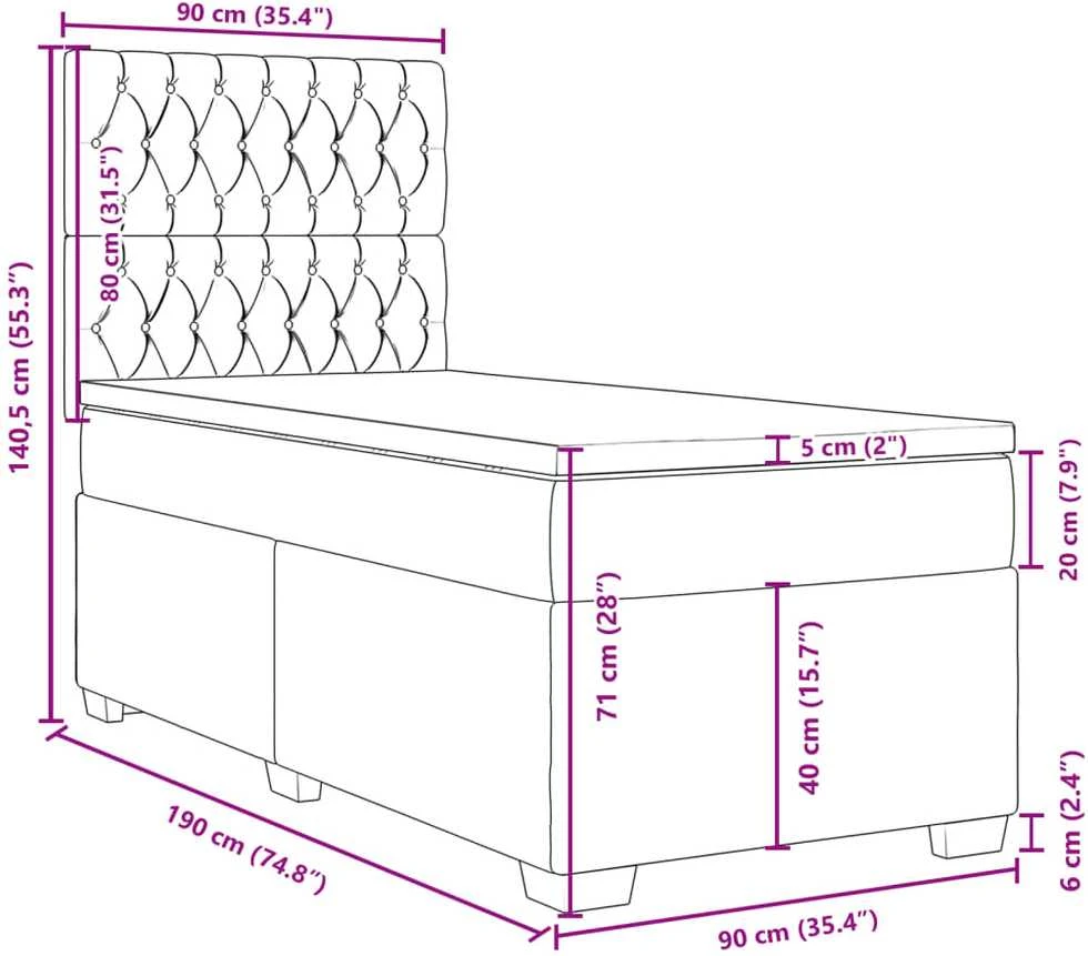 Lova su spyruoklėmis ir čiužiniu, taupe, 90x190 cm, audinys