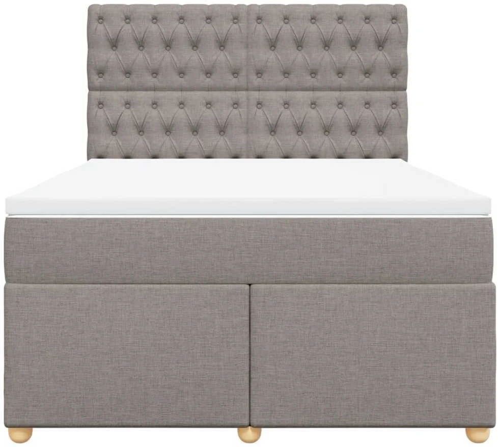 Lova su spyruoklėmis ir čiužiniu, taupe, 140x190 cm, audinys