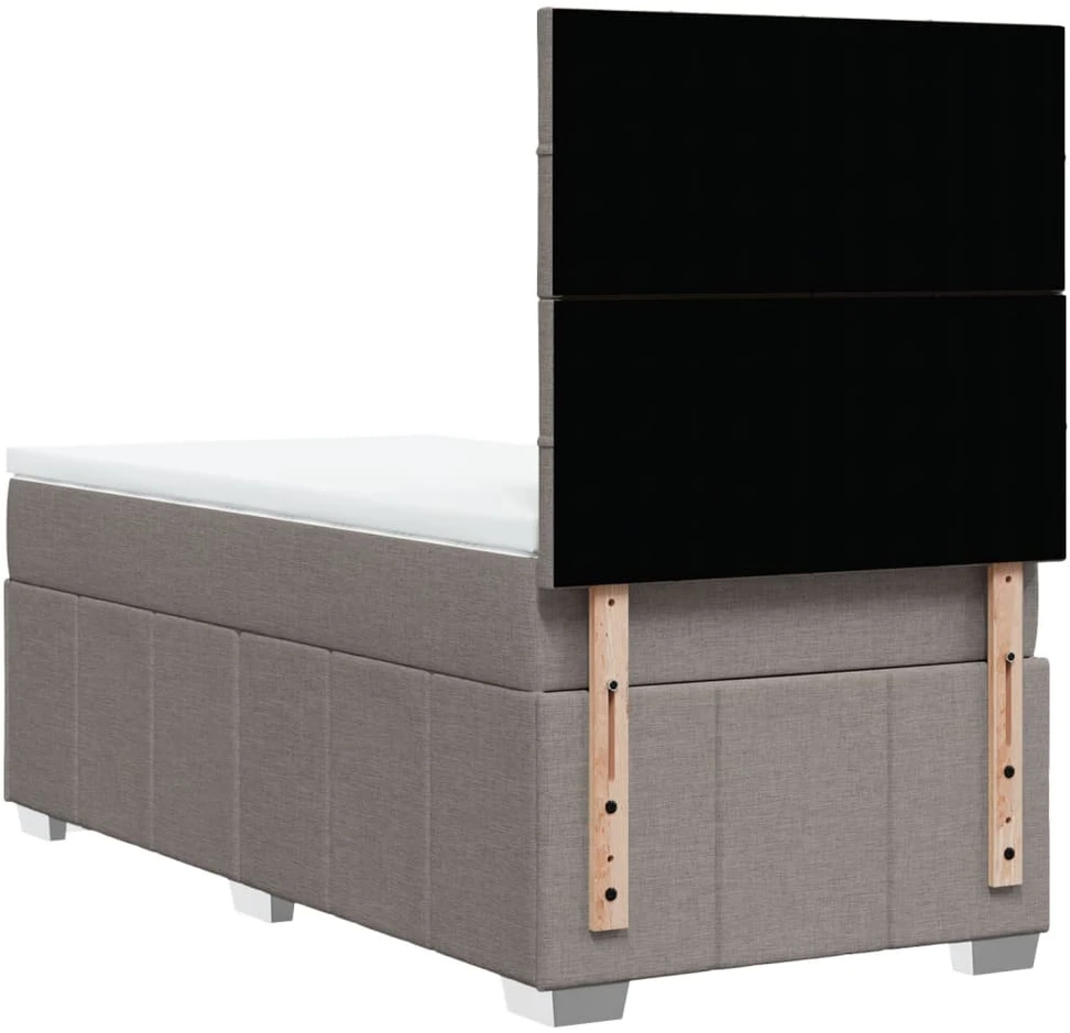 Lova su spyruoklėmis ir čiužiniu, taupe, 100x200cm, audinys