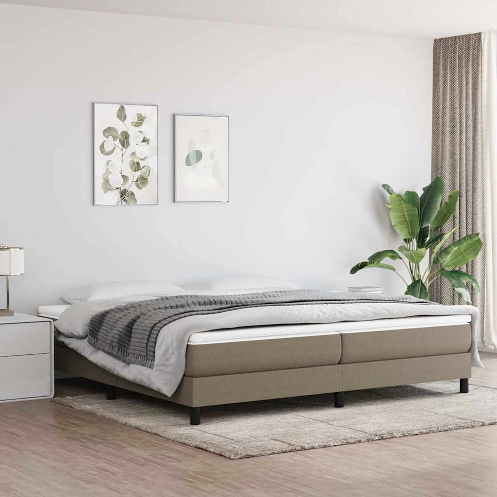 Lova su spyruoklėmis ir čiužiniu, taupe, 200x200 cm, audinys