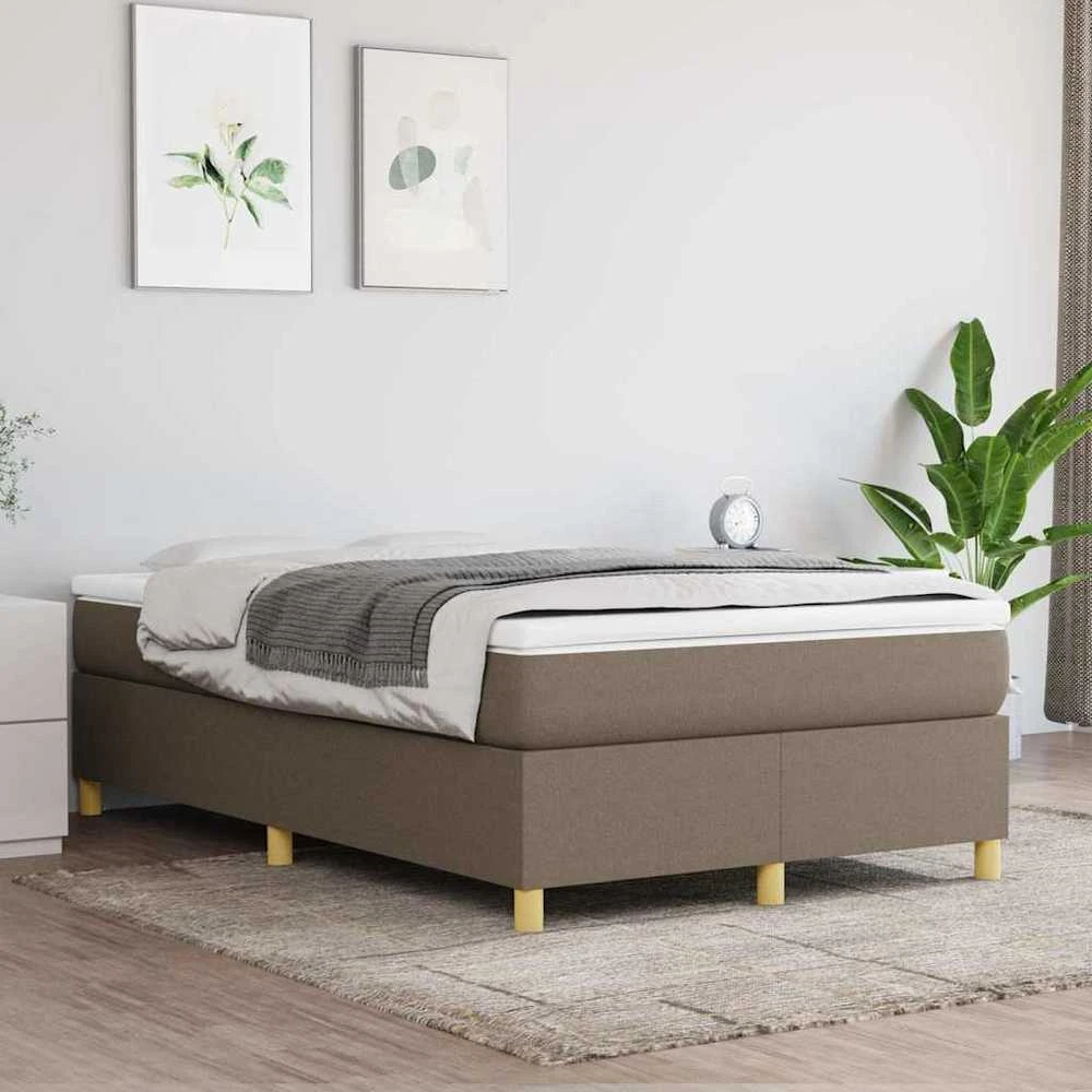 Lova su spyruoklėmis ir čiužiniu, taupe, 120x190cm, audinys
