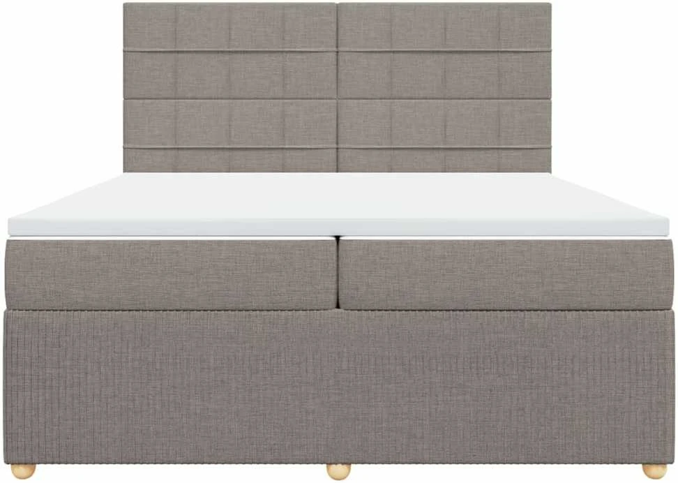 Lova su spyruoklėmis ir čiužiniu, taupe, 200x200 cm, audinys
