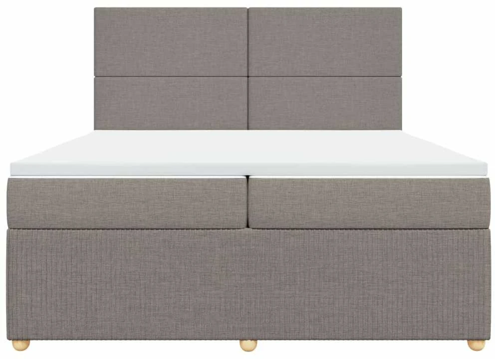 Lova su spyruoklėmis ir čiužiniu, taupe, 200x200 cm, audinys