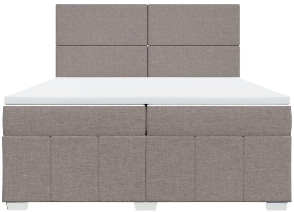 Lova su spyruoklėmis ir čiužiniu, taupe, 200x200 cm, audinys