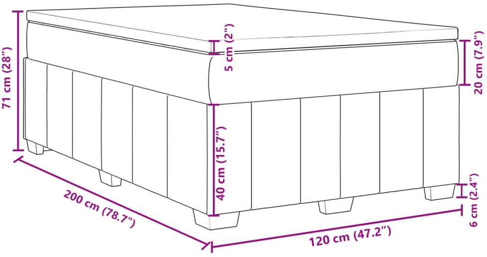 Lova su spyruoklėmis ir čiužiniu, taupe, 120x200 cm, audinys