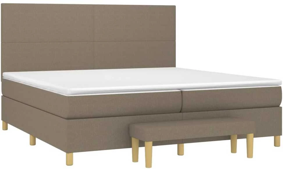 Lova su spyruoklėmis ir čiužiniu, taupe, 200x200 cm, audinys