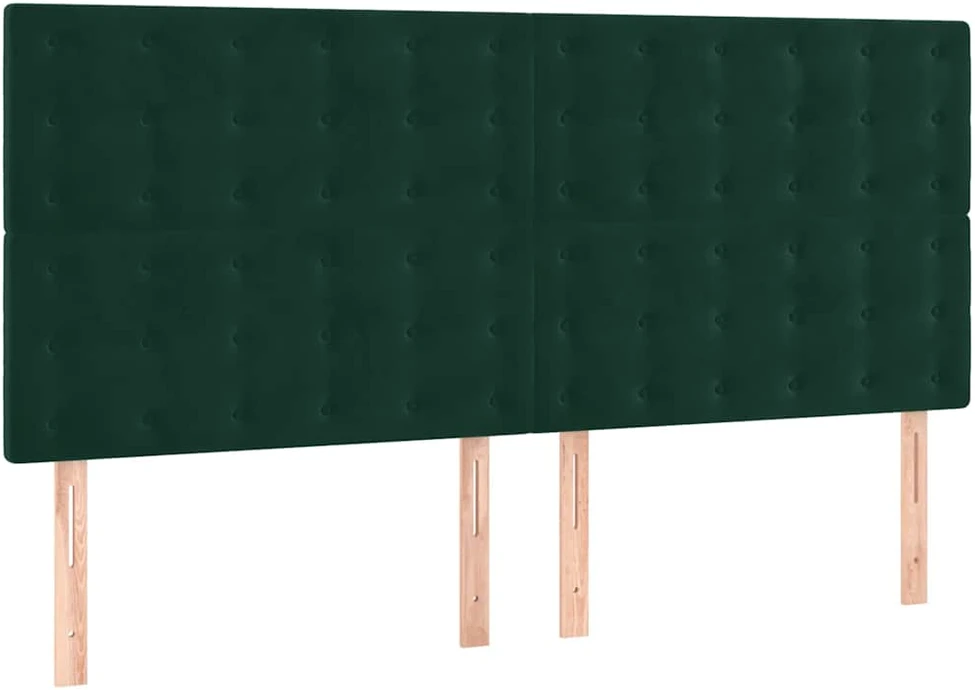 Lova su spyruoklėmis ir čiužiniu, žalia, 200x200 cm, aksomas