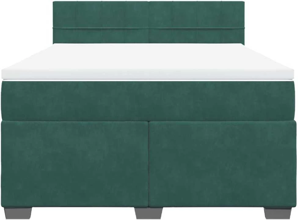 Lova su spyruoklėmis ir čiužiniu, žalia, 140x200 cm, aksomas