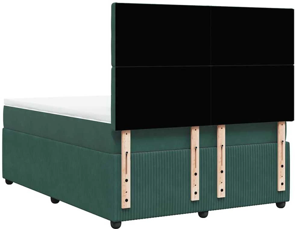 Lova su spyruoklėmis ir čiužiniu, žalia, 140x200 cm, aksomas