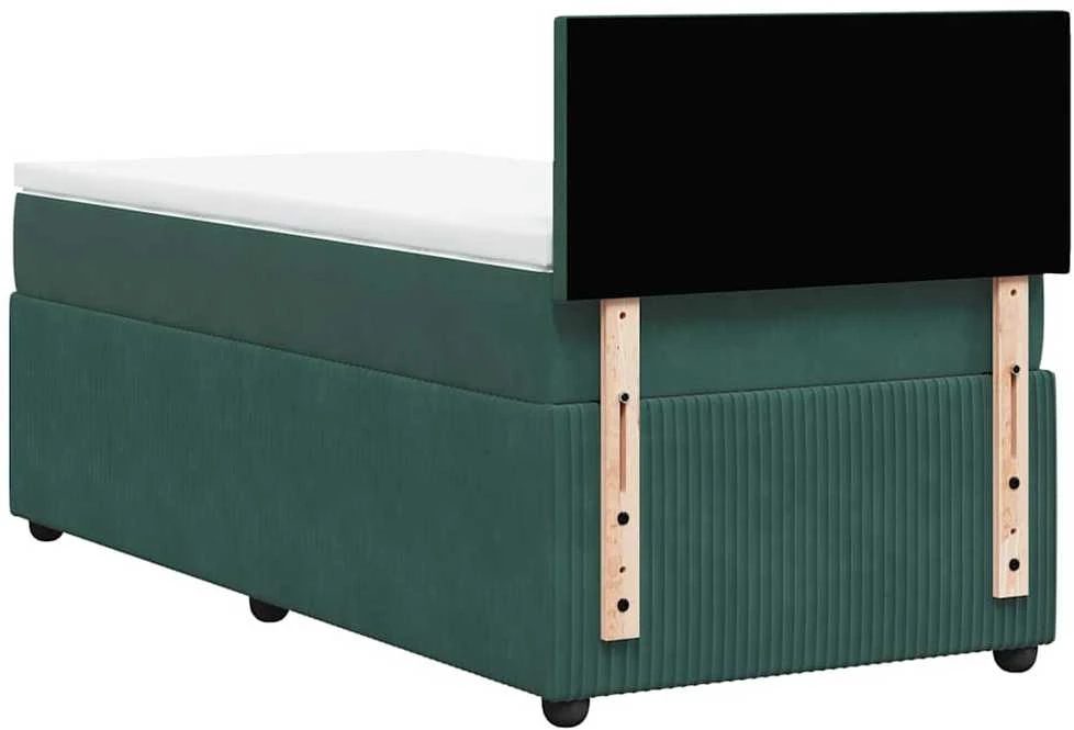 Lova su spyruoklėmis ir čiužiniu, žalia, 100x200 cm, aksomas