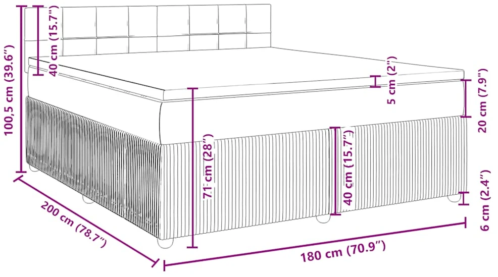 Lova su spyruoklėmis ir čiužiniu, žalia, 180x200 cm, aksomas