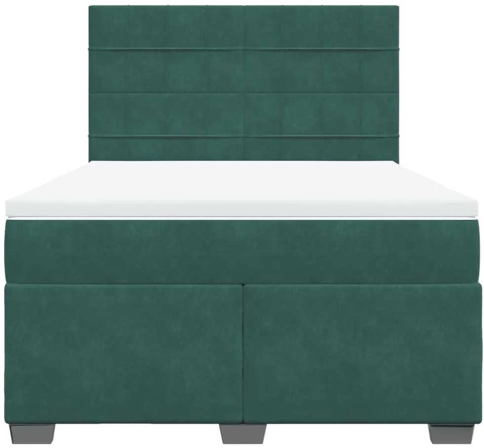 Lova su spyruoklėmis ir čiužiniu, žalia, 140x200 cm, aksomas