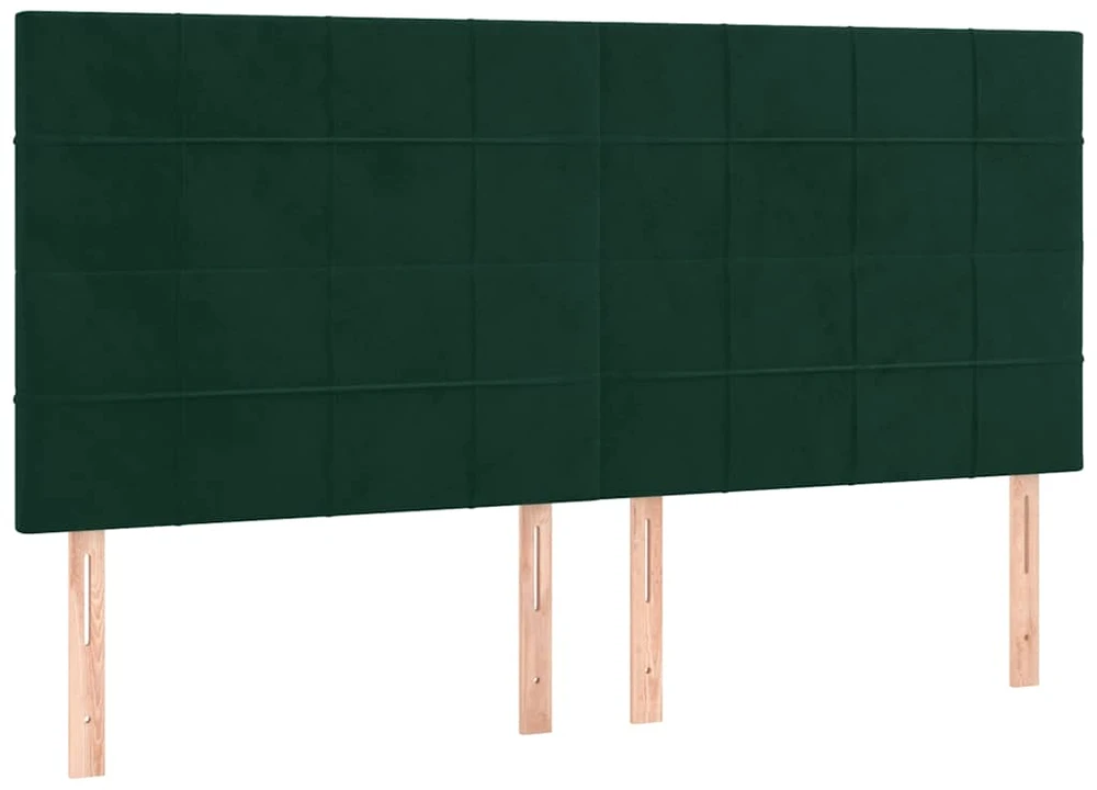 Lova su spyruoklėmis ir čiužiniu, žalia, 200x200 cm, aksomas