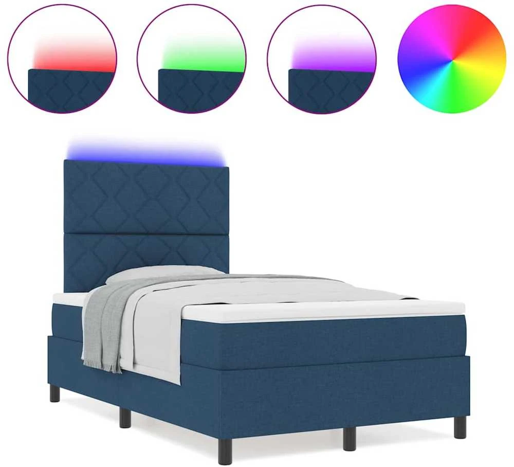 Kiemas lova su LED juostelėmis Mėlyna 120 x 190 cm audinys