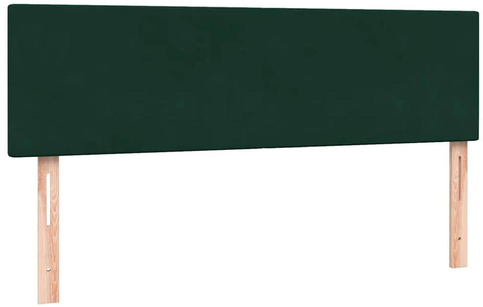 Lova su spyruokliniu/čiužiniu/LED, tamsiai žalia, 160x220 cm, aksomas