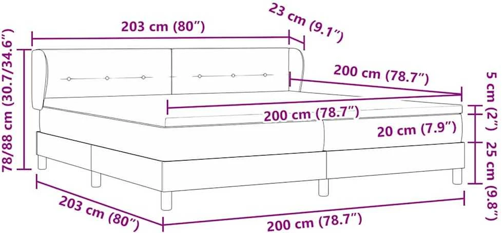 Kiemas lova su galvūgalio Tamsiai pilka 200 x 200 cm Aksomas
