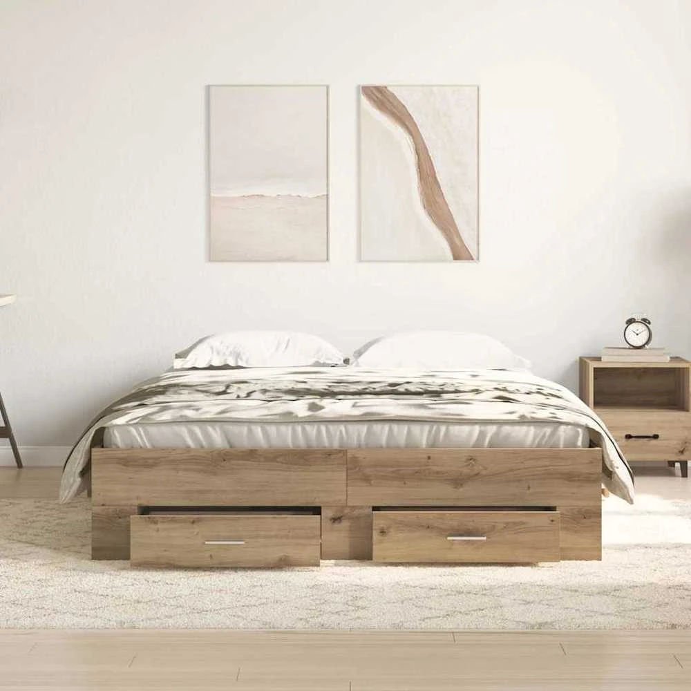 Lova Lovos rėmas Amatininkų ąžuolas 135 x 190 cm Apdirbta mediena