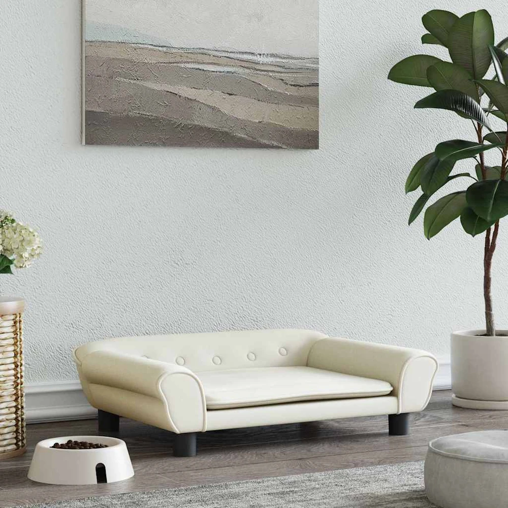 Lova šunims, kreminės spalvos, 70x48x22cm, aksomas
