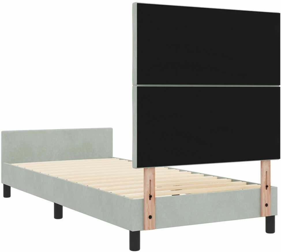 Kiemas lova su galvūgalio Šviesiai pilka 90 x 200 cm Aksomas
