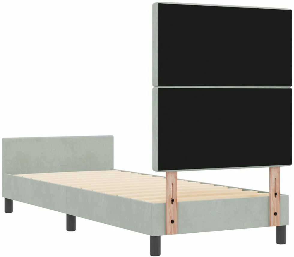 Kiemas lova su galvūgalio Šviesiai pilka 80 x 200 cm Aksomas