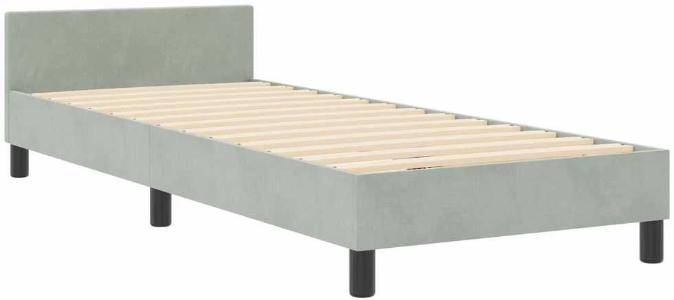 Kiemas lova su galvūgalio Šviesiai pilka 80 x 200 cm Aksomas