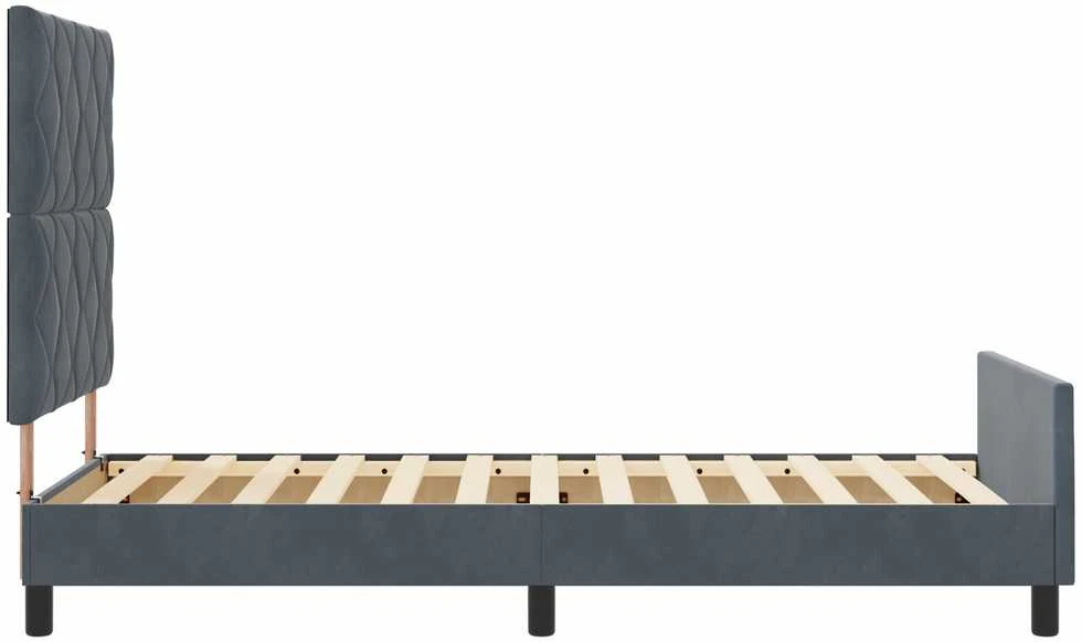 Kiemas lova su galvūgalio Tamsiai pilka 90 x 200 cm Aksomas