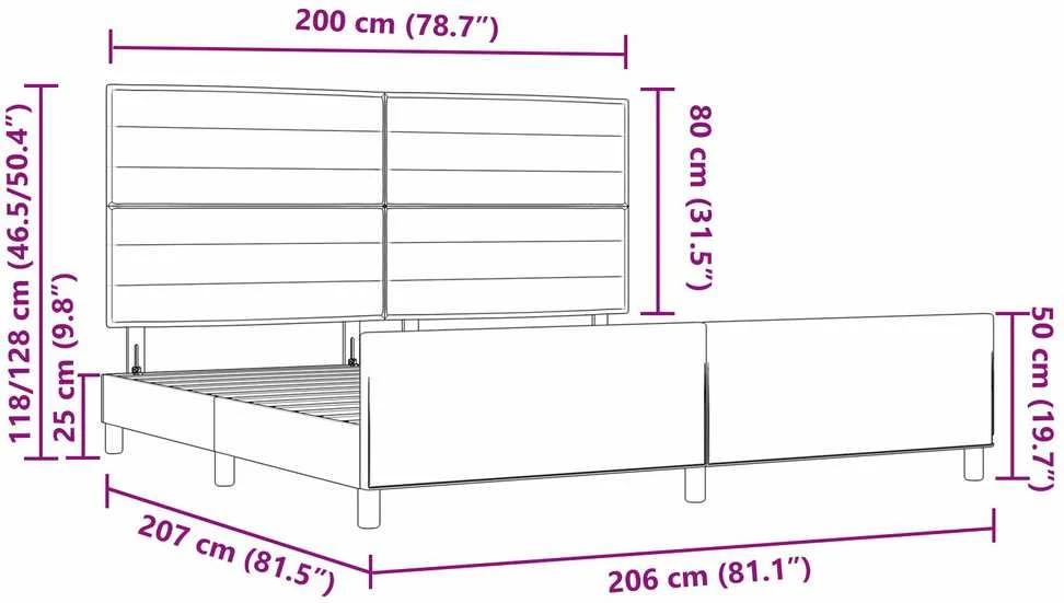 Lovos rėmas su galvūgalio Tamsiai pilka 200 x 200 cm audinys