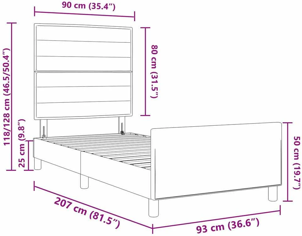 Lova Lovos rėmas su galvūgalio Tortora 90 x 200 cm audinys