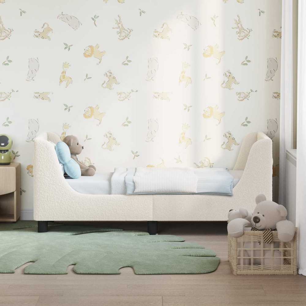 Lova Vaikiška Lovo Rėmas su Galvūgaliu Kreminė 70 x 140 cm Bouclé