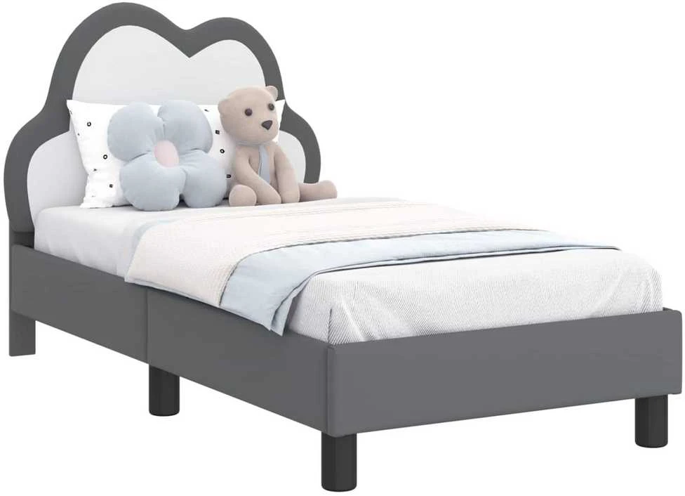 Lova Vaikiška Lovo Rėmas su Galvūgaliu Šviesiai pilka 70 x 140 cm PU