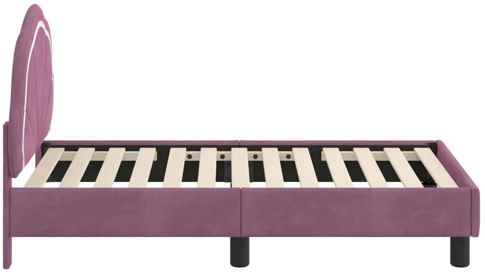 Lova Vaikiška Lovo Rėmas su Galvūgaliu Violetinė 70 x 140 cm Aksomas