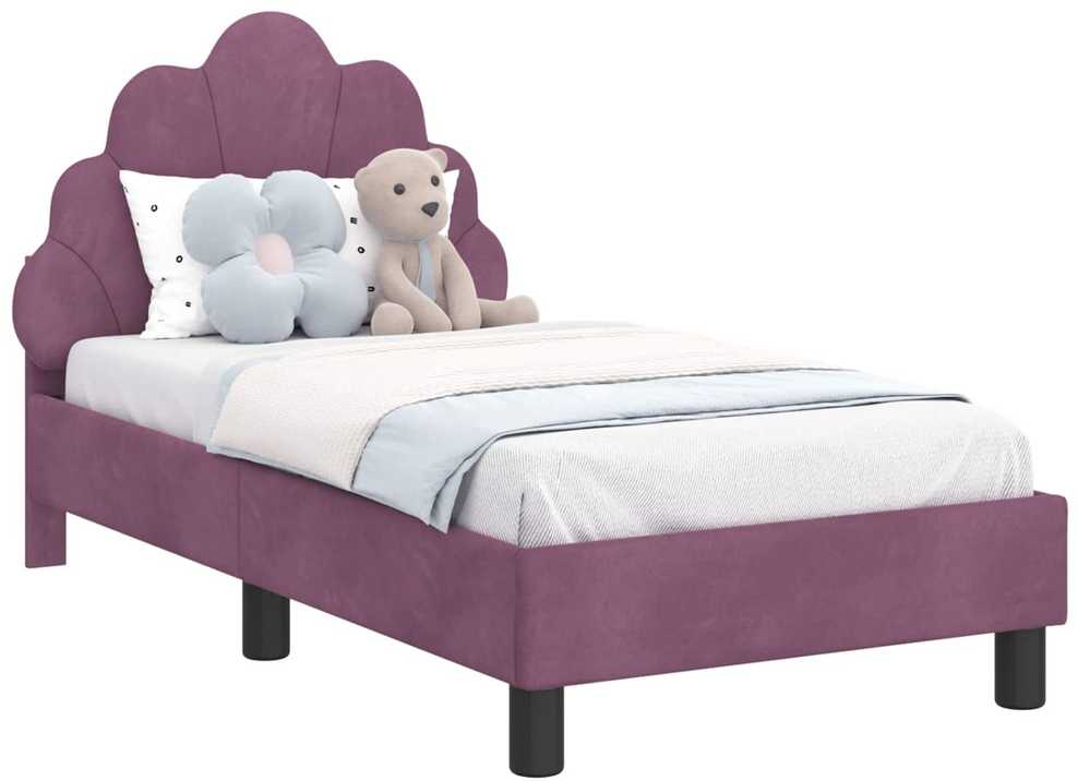 Lova Vaikiška Lovo Rėmas su Galvūgaliu Violetinė 70 x 140 cm Aksomas