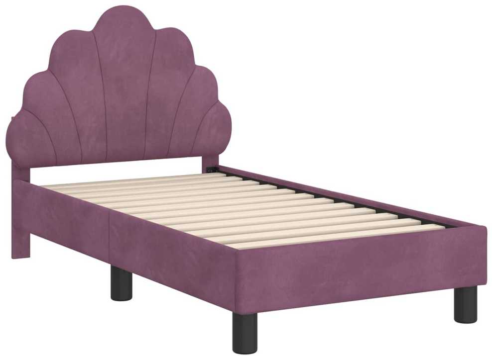 Lova Vaikiška Lovo Rėmas su Galvūgaliu Violetinė 70 x 140 cm Aksomas