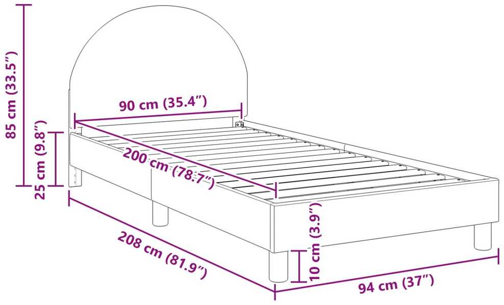 Lova Vaikiška lovos konstrukcija su galvūgaliu Kreminė 90 x 200 cm