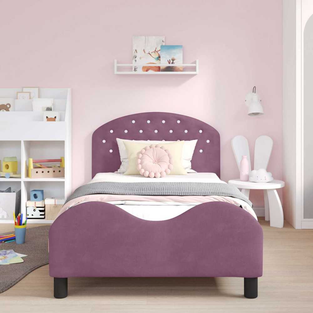 Lova Vaikiška lovos konstrukcija su galvūgaliu Violetinė 90 x 190 cm