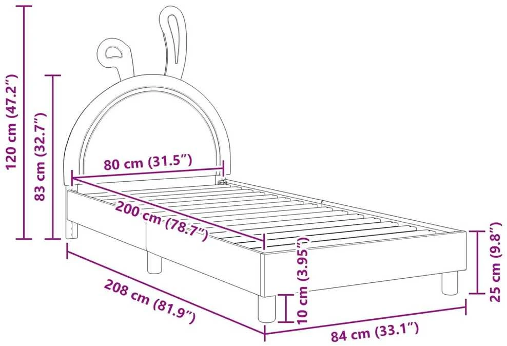 Lova Vaikiška lovos konstrukcija su galvūgaliu Balta 80 x 200 cm PU
