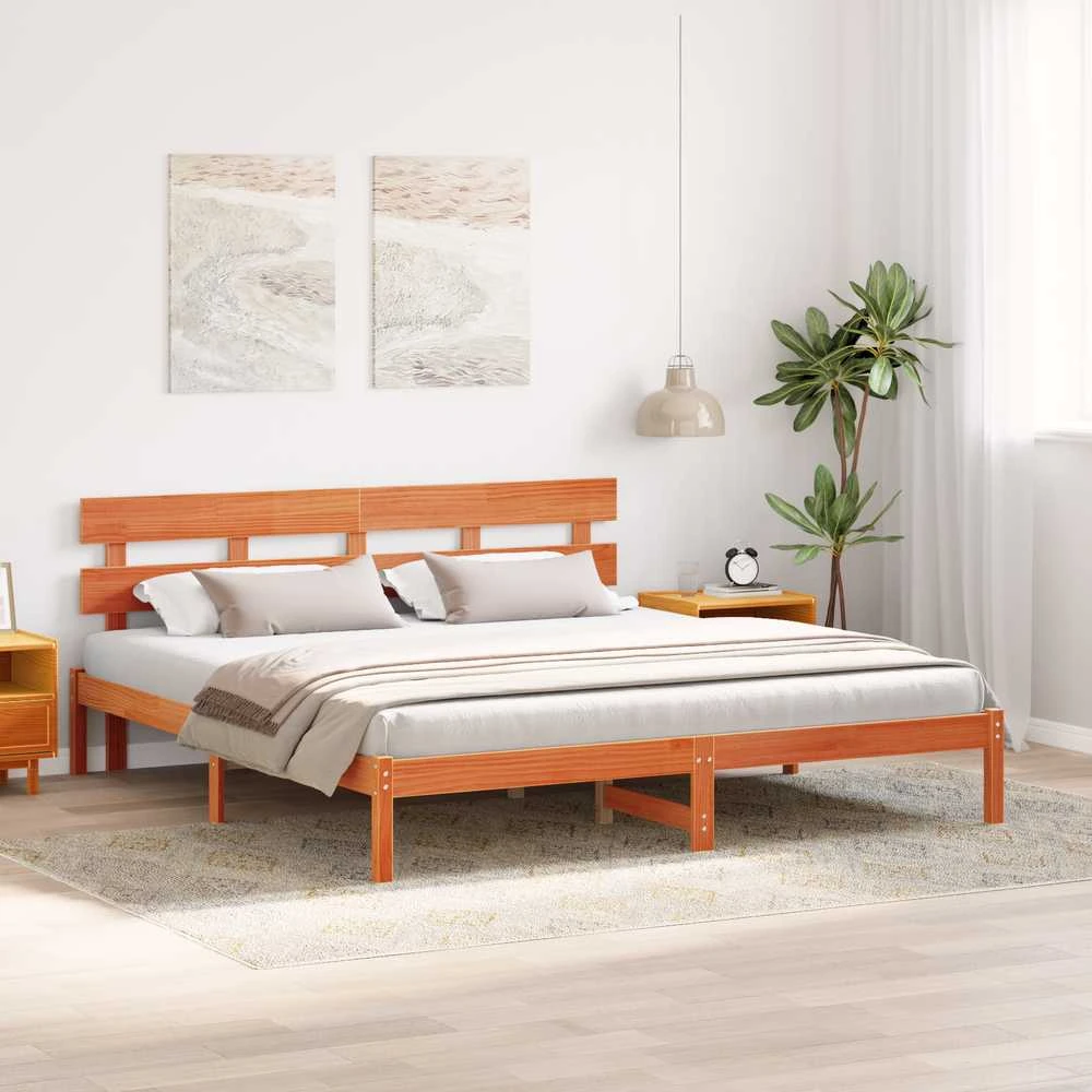 Lovos rėmas Ruda 200 x 200 cm Pušies medienos masyvas