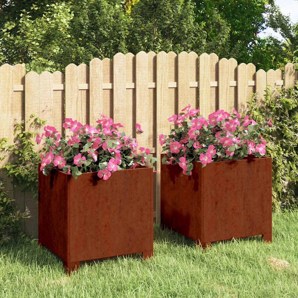 Loveliai su kojelėm, 2vnt., rūdžių, 32x30x33cm, Corten plienas
