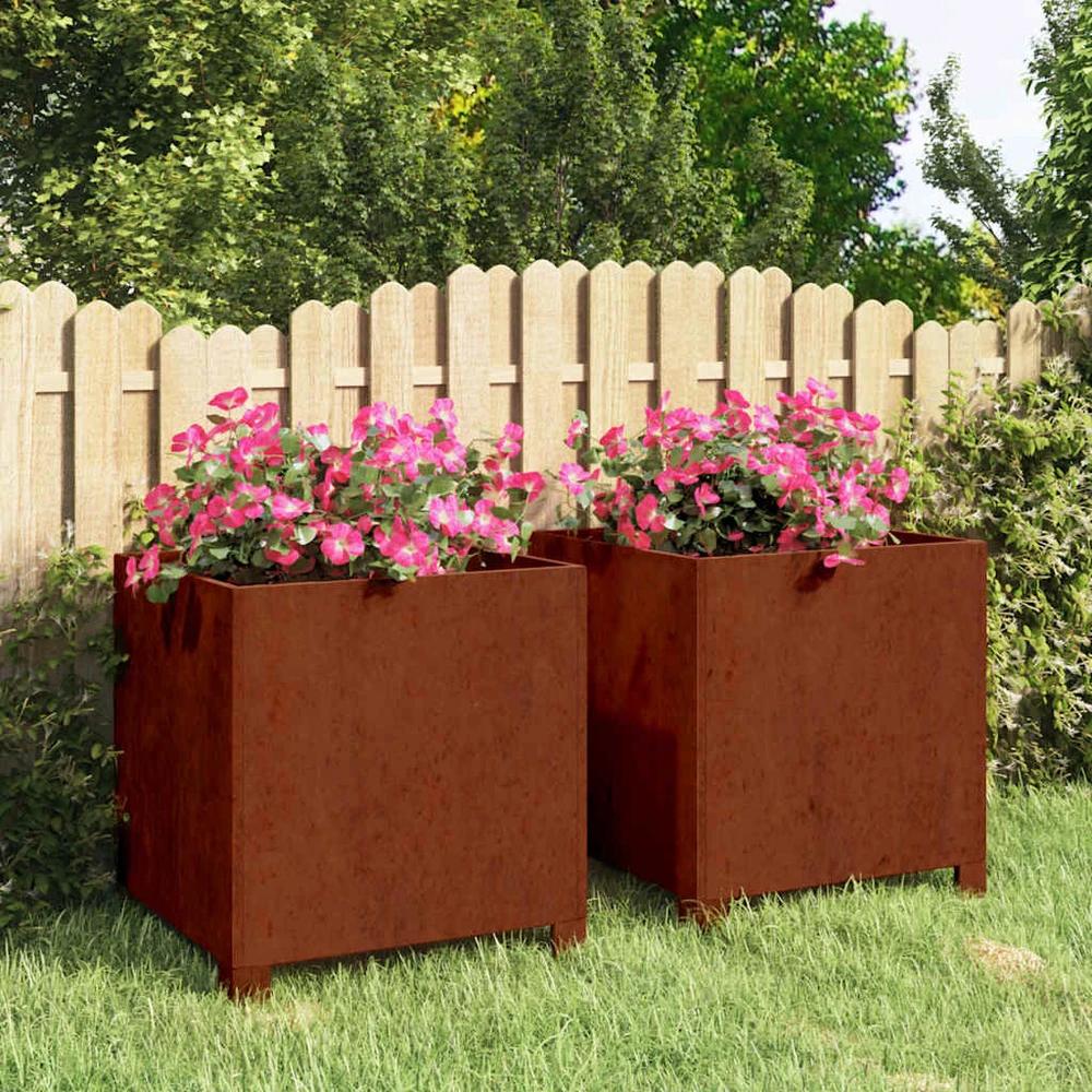 Loveliai su kojelėm, 2vnt., rūdžių, 42x40x43cm, Corten plienas