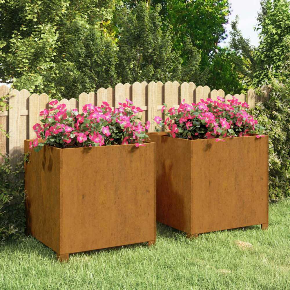 Loveliai su kojelėm, 2vnt., rūdžių, 49x47x50cm, Corten plienas
