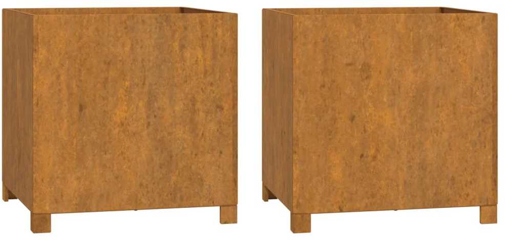 Loveliai su kojelėm, 2vnt., rūdžių, 49x47x50cm, Corten plienas