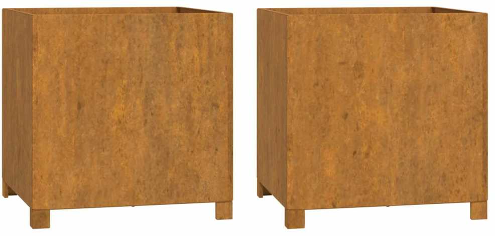Loveliai su kojelėm, 2vnt., rūdžių, 49x47x50cm, Corten plienas