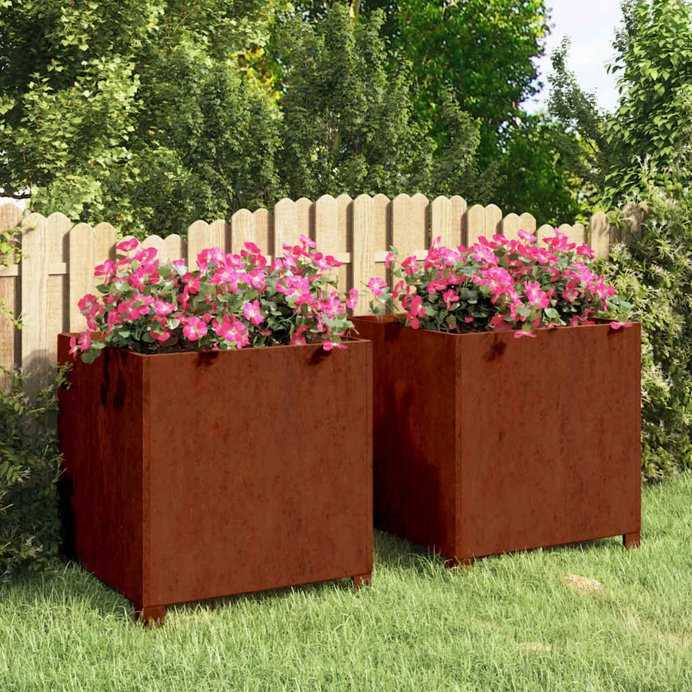 Loveliai su kojelėm, 2vnt., rūdžių, 49x47x50cm, Corten plienas