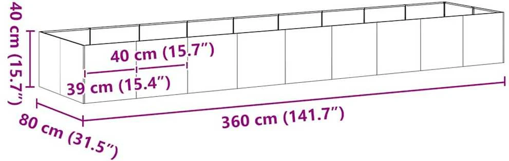 Lovelis, 360x80x40cm, nerūdijantis plienas
