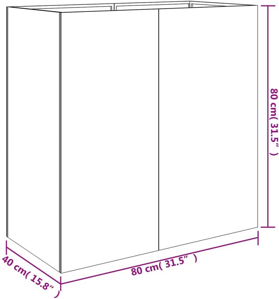 Lovelis, 40x80x80cm, Corten plienas