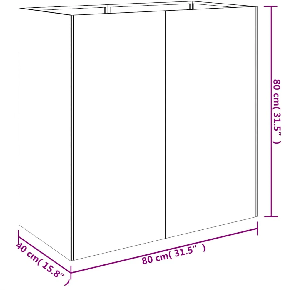Lovelis, 80x40x80cm, Corten plienas