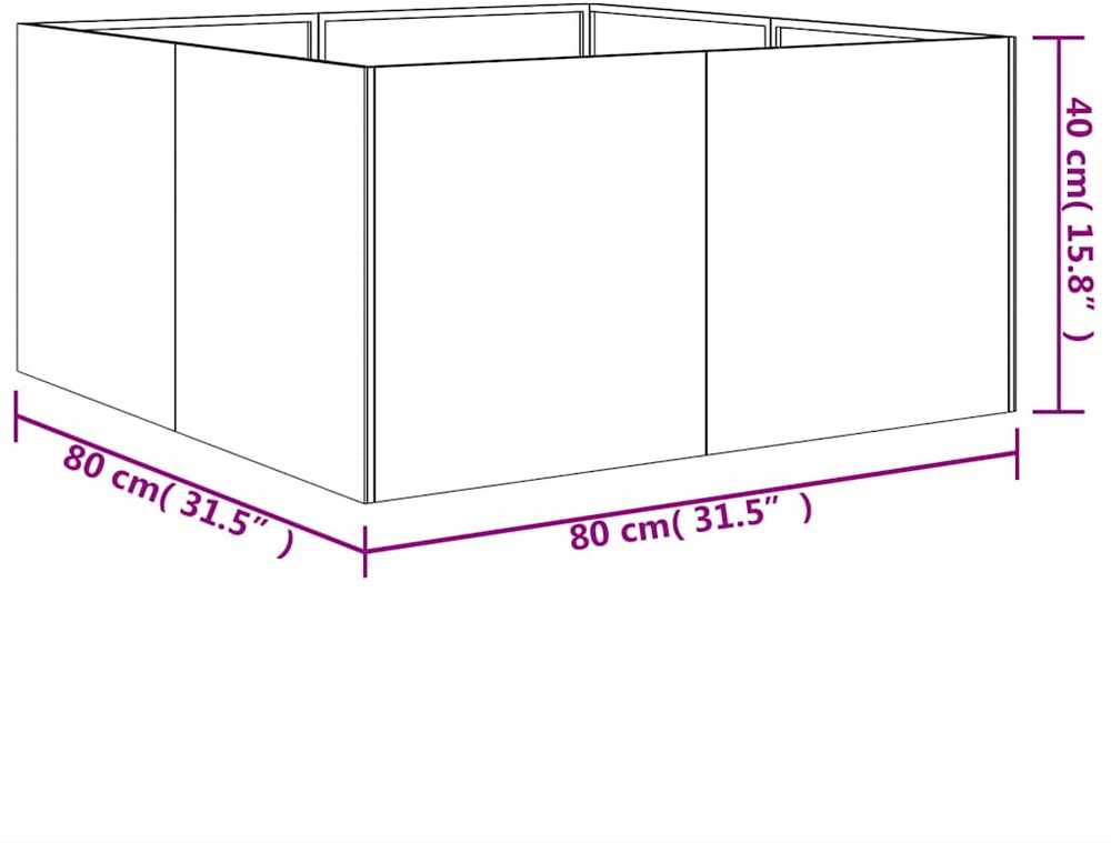 Lovelis, 80x80x40cm, Corten plienas