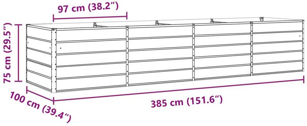 Lovelis Antracito 385 x 100 x 75 cm Galvanizuotas plienas